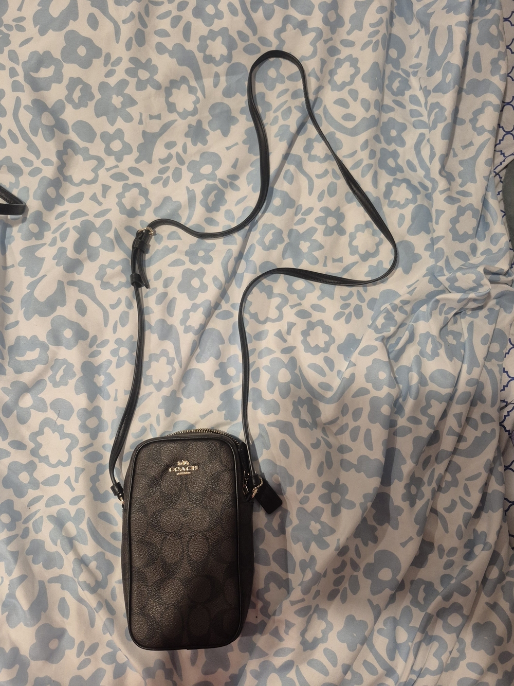 Coach Black Signature Crossbody Phone Pouch